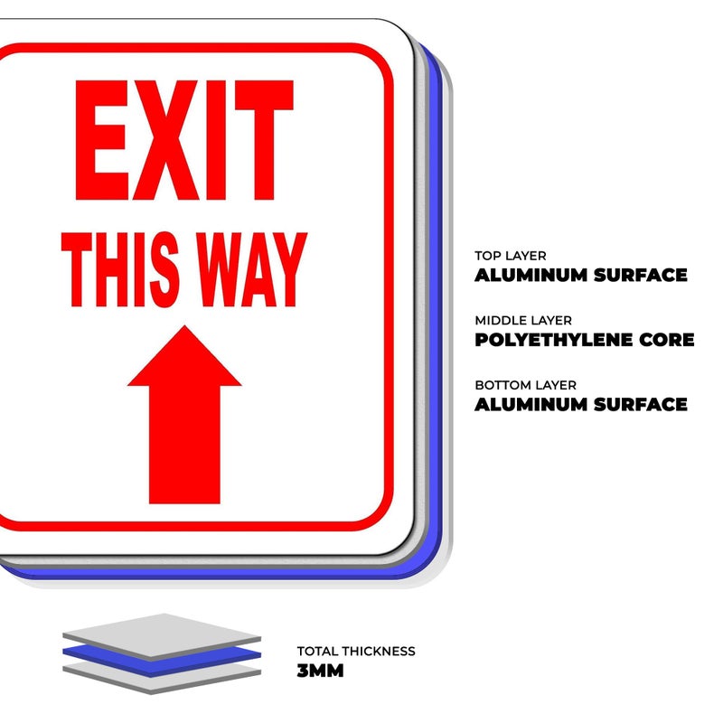 Work House Signs Exit This Way - Left Arrow Sign - Direction for Exit Sign, Aluminum Signs For Business - Bar Signage, Coffee Shop - Retail Store Signage - Indoor Outdoor Aluminum Signs - 8.5" X 10" - Image 2